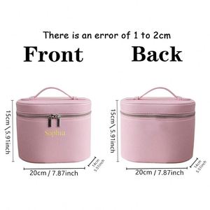Custom Professional Fashion Large Capacity Waterproof Portable <b>Cosmetic</b> <b>Case</b> Zipper Closure Soft Handle Black PU Travel Makeup - Product Image 6