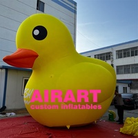 Canard géant gonflable de dessin animé jaune avec impression