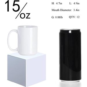 แก้วกาแฟสไตล์อเมริกันแบบซับลิเมชั่น ขนาด 15 ออนซ์ สีขาว เซรามิก ใช้กับไมโครเวฟและเครื่องล้างจานได้ เหมาะสำหรับกาแฟ ชา นม ลาเต้ ของขวัญทางธุรกิจ - Product Image 2