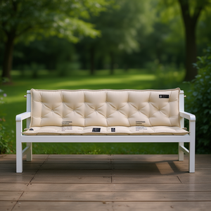 Coussins de banc d'extérieur en tissu Oxford beige, 100% polyester, matelassés, rectangulaires, amovibles, lavables, toutes saisons - Product Image 2