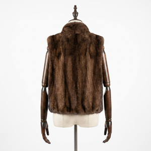 Gilet <span class=keywords><strong>in</strong></span> <span class=keywords><strong>Visone</strong></span> Marrone da Donna, Reversibile <span class=keywords><strong>in</strong></span> Vera Pelliccia e Lana, con Zip, Invernale, Lussuoso, Corto, Casual, Antivento, <span class=keywords><strong>in</strong></span> Poliestere - Product Image 6