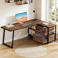 Bureau d'angle en forme de L Tribesigns de 53 pouces, bureau d'ordinateur d'angle réversible avec 3 tiroirs de classement et 2 étagères de rangement