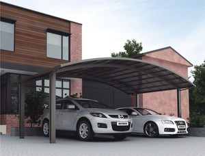 Abri de voiture double en <span class=keywords><strong>aluminium</strong></span> avec auvent imperméable, design moderne pour <span class=keywords><strong>2</strong></span> <span class=keywords><strong>voitures</strong></span>, abri de stationnement résidentiel - Product Image 2