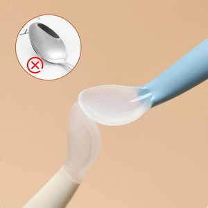 Cuillère en silicone pour bébé, qualité alimentaire, sans BPA, 0-12 mois, ustensile d'alimentation pour riz, céréales, purée de fruits - Product Image 2