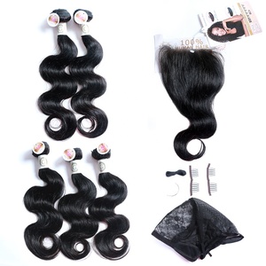 Guaranteehair Gói Sóng Cơ Thể Tóc 100% Tóc Con Người 5 Bó Và Một Đóng Cửa Một Bộ 280Gram Cho Làm Cho Một Người Đứng Đầu Giá Tốt - Product Image 6