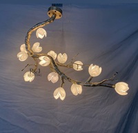 Lustre moderne de luxe en laiton massif à 14 lumières pour salon chambre à coucher en verre de Murano à 14 niveaux fleur branche d'arbre Design élégant