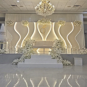 Panneau de fond en acrylique en forme de vague S, best-seller, avec éclairage LED 3D, pour scène de mariage, arche de fond - Product Image 1