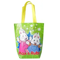 Sac fourre-tout réutilisable en PP tissé laminé imprimé en couleur personnalisée, style dessin animé, imperméable, sac à livres pour enfants, sac promotionnel
