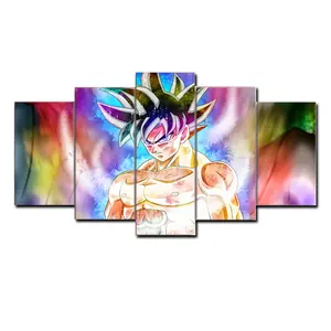Impressions HD 5 pièces, dessin animé Dragon Ball Goku, impression murale abstraite, toile d'art