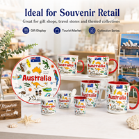 Ensemble de vaisselle écologique personnalisé souvenirs d'Australie – Tasses et assiettes en céramique à motif animalier, design moderne, résistant à la décoloration, pour touristes