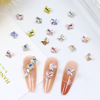 Dekorasi Kuku 3D Bling Bling Kristal Mini Bentuk Bunga Kupu-kupu 5mm, Alat Bor Kuku, Ujung Runcing, Bentuk Tidak Beraturan