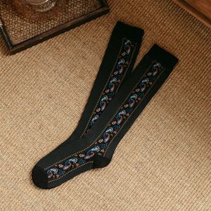 Chaussettes hautes pour femmes, broderie ethnique et relief, style rétro coréen et <span class=keywords><strong>japonais</strong></span>, disponibles en plusieurs chaussettes élégantes - Product Image 3