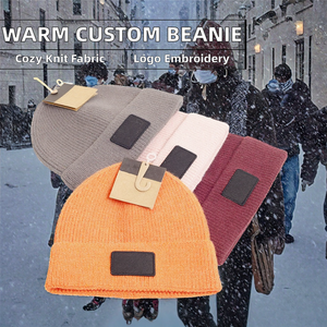 Custom Jacquard Character Beanie <b>Hat</b> <b>Winter</b> Warm Knit Cap Unisex Double Cuffed Fuzzy Acrylic Logo Personalized Travel Common - Product Image 2
