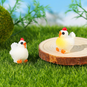 Miniature Farm Chicks Resin Ornaments White Chicken With <b>Eggs</b> Nest Garden <b>Decoration</b> Outdoor Use Simple Style - Product Image 3