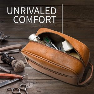Trousse de Toilette <span class=keywords><strong>Homme</strong></span> Portable en Cuir PU Vintage Imperméable avec Logo Personnalisé pour <span class=keywords><strong>Rasage</strong></span> et Voyage - Product Image 3