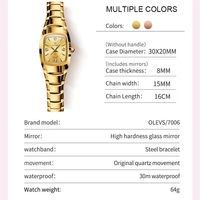 OLEVS 7006 Montre Originale à Quartz en Acier Tungstène, Montre-bracelet Diamant Or, Étanche, Coffrets Cadeaux Montres Couple pour Hommes Reloj