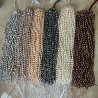 Perles d'eau douce baroques en vrac de 7-8 mm en brin, perles naturelles, disponibles en noir, café, gris, blanc, rose, violet