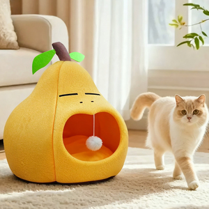 Großhandel niedlichen weichen flauschigen Fruchtform Indoor <span class=keywords><strong>Cat</strong></span> Cave Bett Welpe Haustier Schlaf bett Kissen Haus - Product Image 2