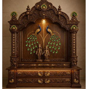 Gabinete de Pooja de Madera de Teca del Sur de la India, Moderno y Tradicional, de Calidad de Exportación, Duradero, Gabinete de Templo Tradicional Indio para el Hogar, Sólido, Hecho en EE. UU. - Product Image 3