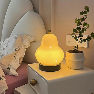 Lámpara de mesa de pera crema francesa antigua media dormitorio Estudio de cabecera sala de estar carga táctil atmósfera portátil sentido pequeño Nig