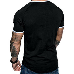 Camiseta ajustada para hombre, camiseta de manga corta con dobladillo curvo para entrenamiento muscular, para gimnasio, con impresión de logotipo personalizado - Product Image 6