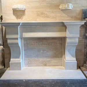 नवागंतुक हाथ से नक्काशीदार पत्थर की मूर्ति आधुनिक सरल शैली सफेद लिमेस्टोन फायरप्लेस - Product Image 4