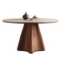 Table et chaises de salle à manger modernes en bois massif, couleur noyer, écologiques et durables, pour usage hôtelier, table de salle à manger circulaire