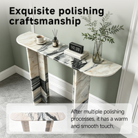 Ensemble de panneaux de table console en marbre naturel pour l'entrée de villa, la salle à manger, le salon – Meubles écologiques et durables en marbre