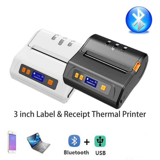 3 Inch 80 Mm Portable Mini Thermal Label Printer High Speed Sticker Shipping Machine Adhesive Label Wireless Printing in Stock