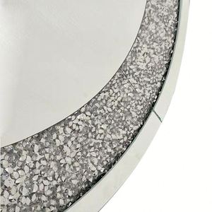Espejo de Pared Redondo Grande Moderno para Decoración del Hogar, Espejo Circular Brillante de Cristal Plateado con Diamantes, Hecho a Mano, Contemporáneo - Product Image 5