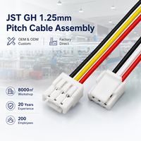 كابل توصيل مخصص JST GH 1.25 مم 2-18 دبوس من PVC/PBT/المطاط مع تجميع أسلاك للأجهزة المنزلية والآلات OEM