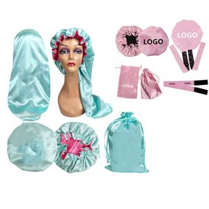 Gorro de Satén de Doble Capa Ajustable para Dormir, Reduce la Fricción, Previene el Frizz, para Cabello Rizado Natural - Product Image 1