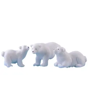 Sıcak satış ev dekorasyon kutup ayısı Diy yaratıcı el sanatları minyatür süsler peri bahçe aksesuarları Polar reçine ayı