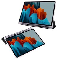 Tri-pliage étui en cuir pu transparent souple tpu mince couverture magnétique avec porte-crayon pour Samsung Galaxy Tab S9 11 pouces