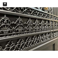 Idées de porte d'allée électrique de luxe en fer forgé avec moteur de porte battante motif de fleurs dorées porte en métal pour jardins de villas