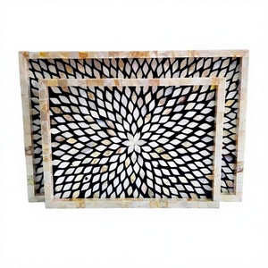 Plateau de service décoratif en nacre, plateau de rangement, assiettes pour cuisine de luxe, hôtel, restaurant, plateau rectangulaire - Product Image 1
