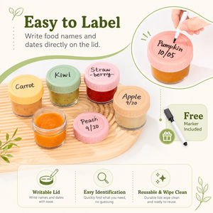 Bocaux de Conservation en Verre pour Aliments Bébé, 20ml 4oz, Sans BPA, avec Échelle de Mesure, Couvercles Colorés Anti-Fuite, Contenants Réutilisables pour 0-12 <span class=keywords><strong>Mois</strong></span> - Product Image 2