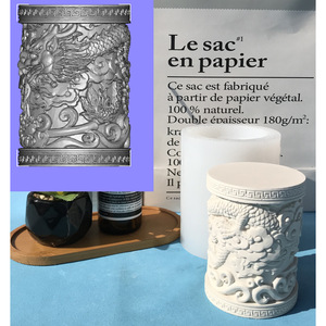Chinese <strong>Dragon</strong> Candle <strong>Mould</strong> Relief Cylindrical Candlestick Silicone Mold New Year <strong>Dragon</strong> Ornaments Fragrant Stone Decoration - Product Image 2