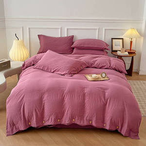 Housse de <span class=keywords><strong>couette</strong></span> et taies d'oreiller en coton lavé de qualité supérieure, respirantes et confortables pour la maison et l'hôtel - Product Image 6