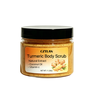 Gommage corporel éclaircissant au curcuma naturel, marque privée, pour le visage et le corps, exfoliant, anti-taches brunes, illuminateur, enrichi en vitamine C - Product Image 1