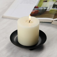 Ventes chaudes OEM Décoration de table de mariage à domicile Noir mat Simple Petit Mini Nordique Porte-bougie en métal fer Plateau Support