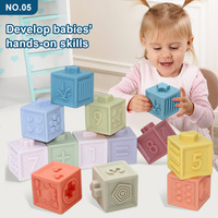 Ensemble de blocs de construction numériques en caoutchouc souple personnalisés de 12 pièces, jeu d'empilage Montessori
