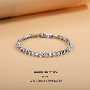 Fashion <b>Cuff</b> <b>Bracelet</b> Full Diamond Copper Alloy <b>Silver</b> Gold Rose Gold Party Jewelry Channel Setting Style - Product Image 4