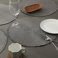 Set de table rond 38x38cm en PP tressé à la main, écologique, résistant à la chaleur, antidérapant, design moderne, couleur unie