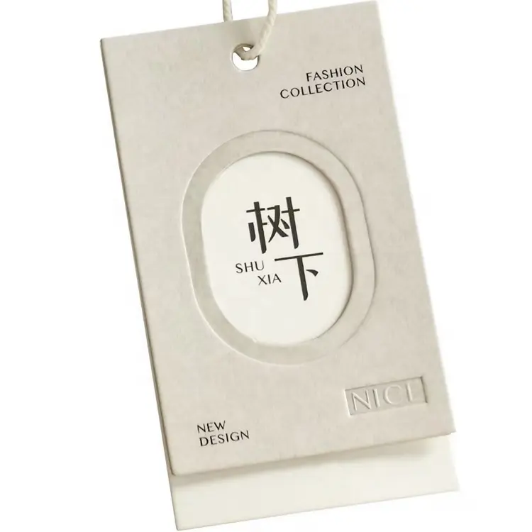 Новый китайский белый дизайн бирки с черным словом и ценником для одежды