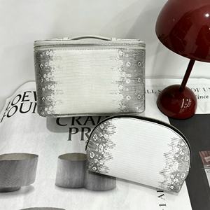 Juego de 2 Bolsas de Maquillaje con Diseño de Piel de Lagarto, Estampado Degradado, Impermeables, para Viaje, Cosmetiquera de Lujo para Mujer, Venta al Por Mayor - Product Image 4