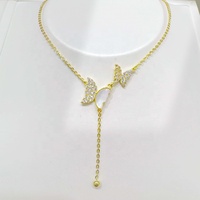 Collier en argent sterling 925 de haute qualité avec papillon en or 18 carats, cadeau minimaliste, chaîne de collier en forme de cœur pour femmes