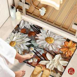 <span class=keywords><strong>Tappetino</strong></span> da Bagno in Diatomite Personalizzato con Design Floreale 3D, Lussuoso, Morbido, Antiscivolo, Assorbente, in Gomma, per Hotel e Doccia - Product Image 3