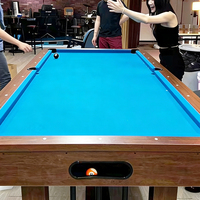Mesa de Billar de Pizarra de 7 pies con Logotipo Personalizado S.Q.F, con Marco de Madera y Fieltro Azul, para Billar de 9 Bolas y Entretenimiento en el Hogar