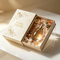 Boîte Cadeau de Parfum Portable Personnalisée avec Emballage Pailleté, Dossiers d'Aromathérapie Haut de Gamme, Design Rose Gaufré Écologique